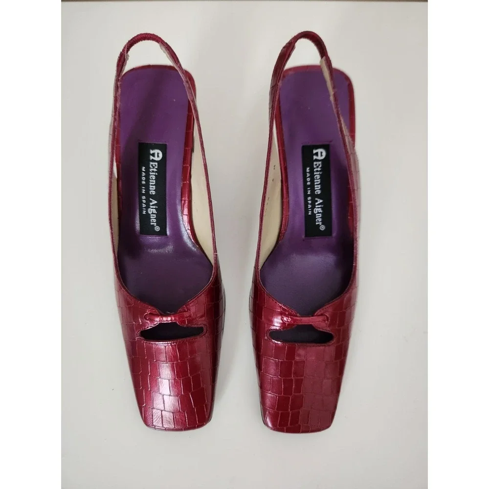 Etienne Aigner‎ Womens Leather High Heels Shoes Red Mahogany Made In Spain Sz 6M